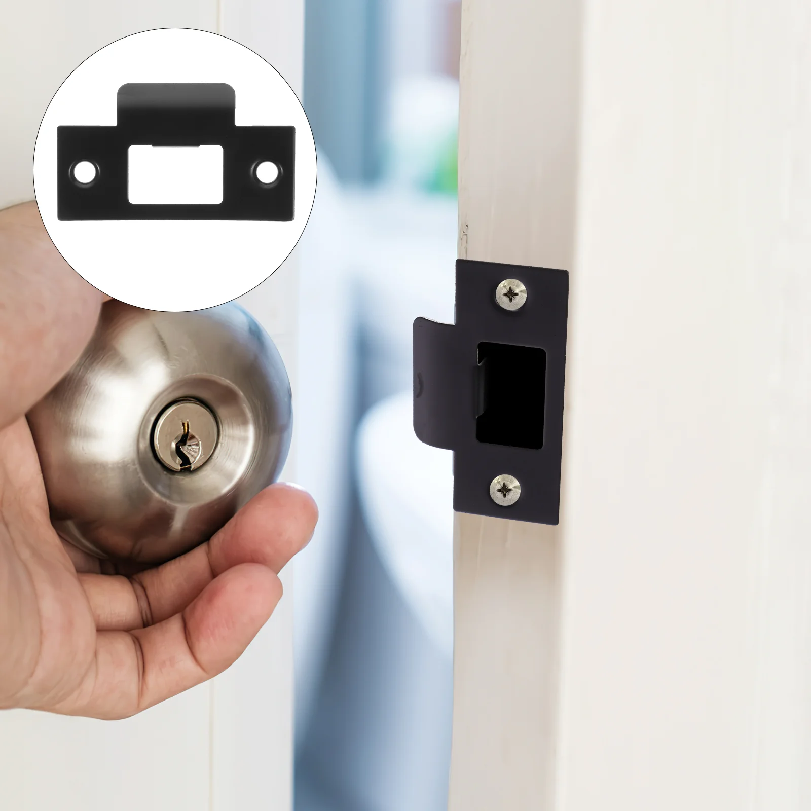 

4 Pcs Cam Block Stainless Steel Plates Bolts Door Handle Hole Filler Reinforcement Repair Kit Front Cover Handles