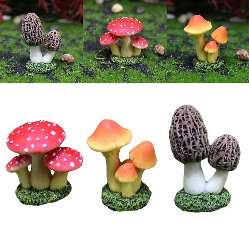 Whimsical Garden Ornaments Resin Mushroom Figurines Unique And Creative Charming Addition Red Yellow And Brown For Flower Beds