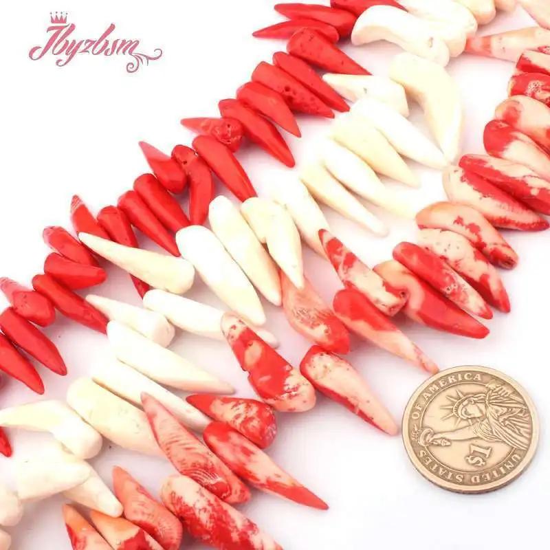 

Stick Freefrom Red Pink White Coral Beads Natural Stone 15 inches for DIY Accessories Charms Necklace Bracelet Jewelry Making