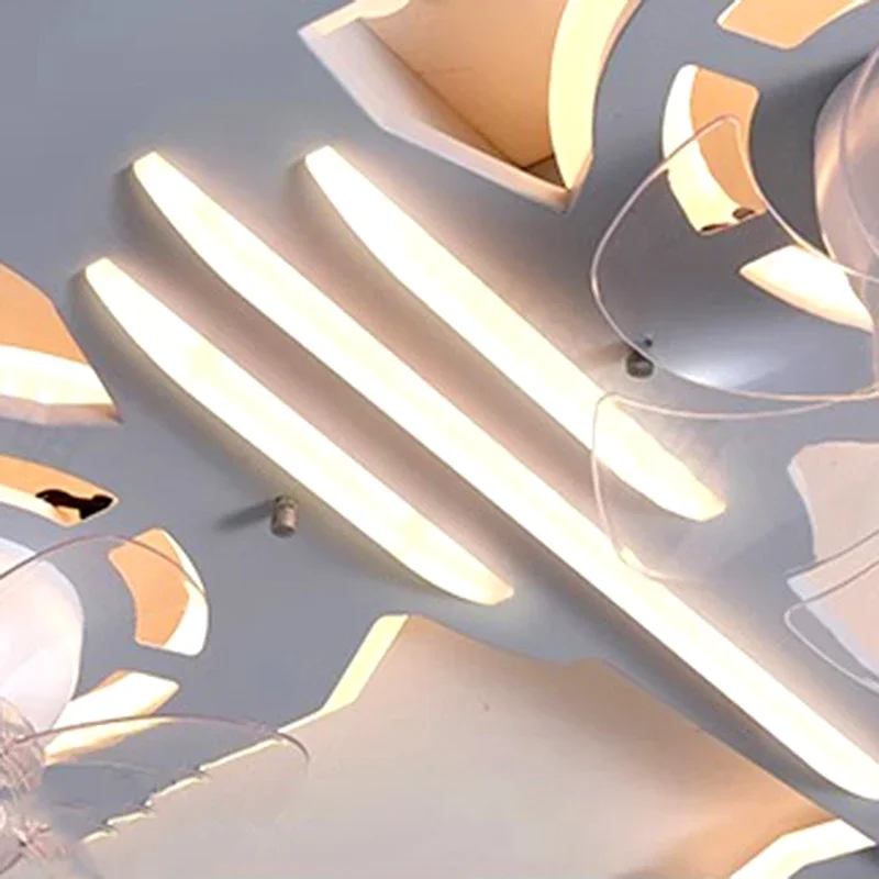 Levou lâmpada do teto com controle remoto, Fan Shaped Light, Fit for Square Fans, Modern Style