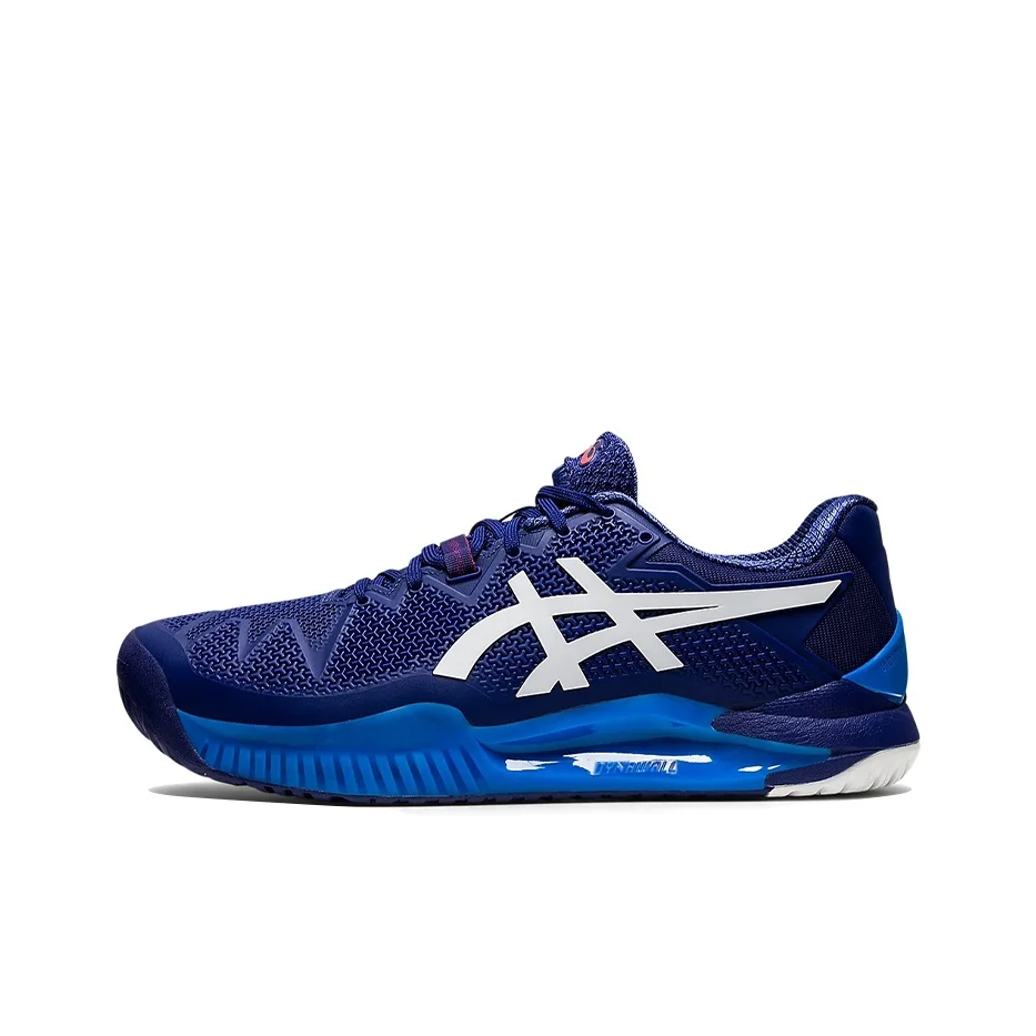 ASICS Gel Resolution 8 Tennis Shoes Men's Low Top Dark Blue/White 1041A113-405
