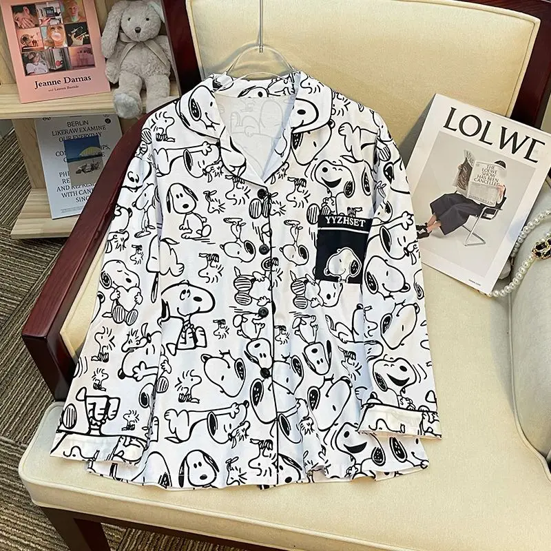 Snoopy anime dessin animé mignon homewear créatif personnalisé femmes printemps et automne à manches longues pantalons longs pyjama ensemble cadeau