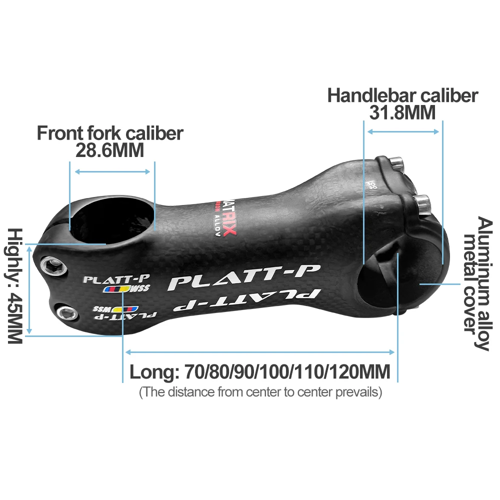 Carbon Road Bicycle Stem, MTB Carbon Table, 6 Degree, 3K Matte, 70, 80, 90, 100, 110, 120, 130, WSS, 31.8