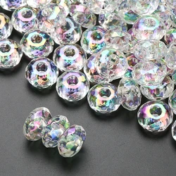 10Pcs 15mm Transparent Large Hole Spacer Beads Acrylic Flat Round Loose Beads For Necklace Bracelet Earrings DIY Jewelry Making
