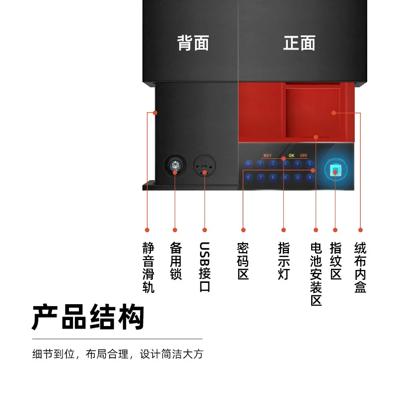 Wardrobe safe home cloakroom small hidden anti-theft smart drawer password fingerprint touch screen safe