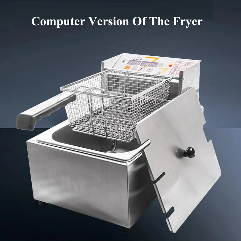 Commercial 110V 220V Electric Fryer Machine Stainless Steel Single Tank 6L Deep Fryer Restaurant Equipment Chicken Chips Fryer