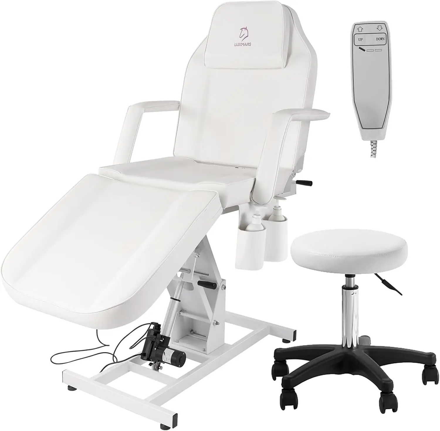 Facial Chair Electric Tattoo Chair Height Adjustable Facial Massage Bed for Esthetician Spa Beauty White