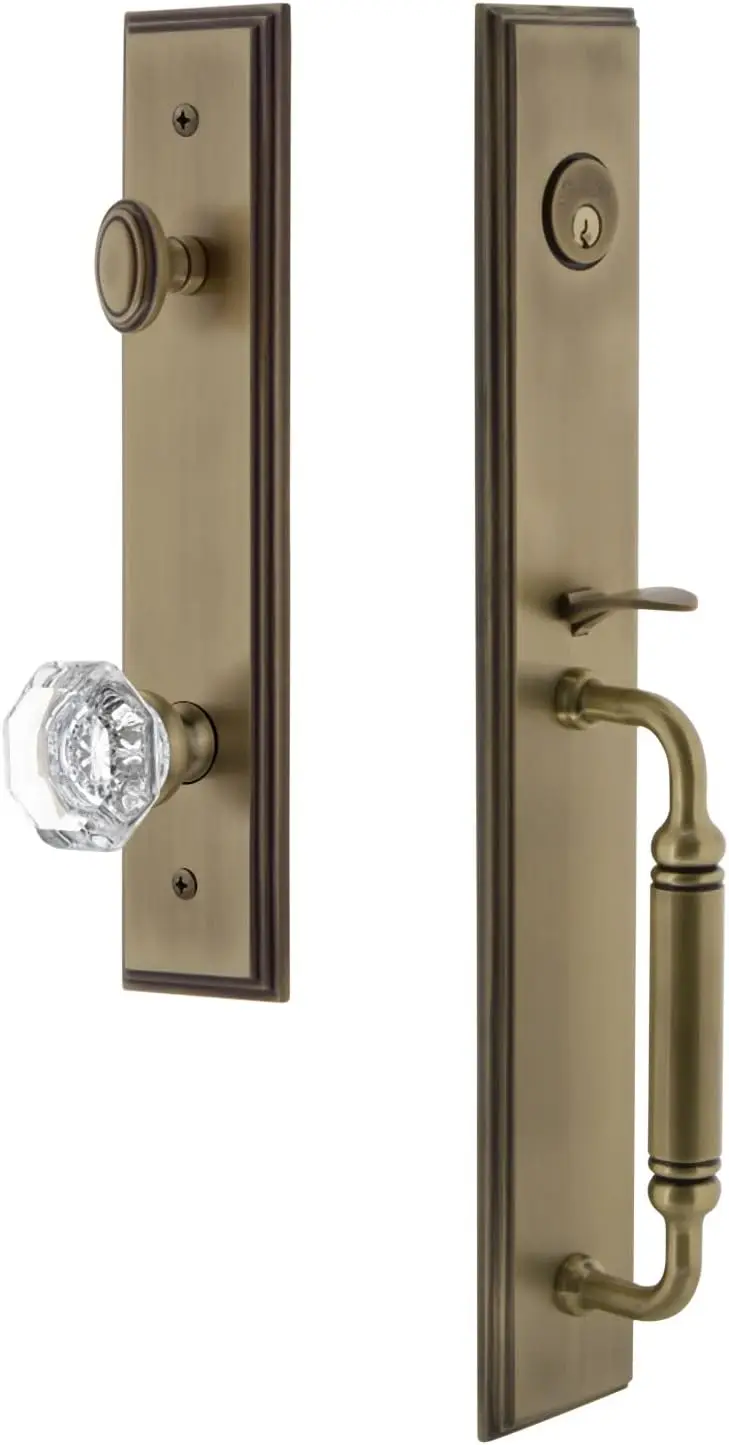 Grandeur Carchm_Eset_234_Cg Carre - Keyed Different - Solid Brass Full Plate Single Cylinder Keyed Entry Handleset With