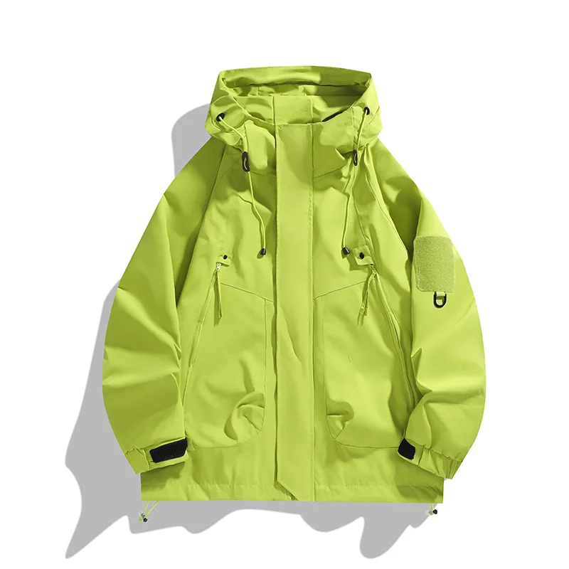 

Unisex Outdoor Waterproof Jacket Fashionable Solid Color Coat Simple Versatile Camping Hooded Jackets Windbreaker Women Clothing