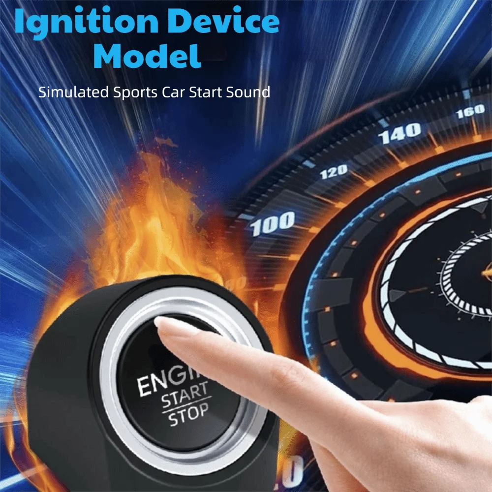 Cartoon Simulation Car Engine Ignition Sound Keychain Button Press Sturdy Metal Key Ring Sound Effect Pendant