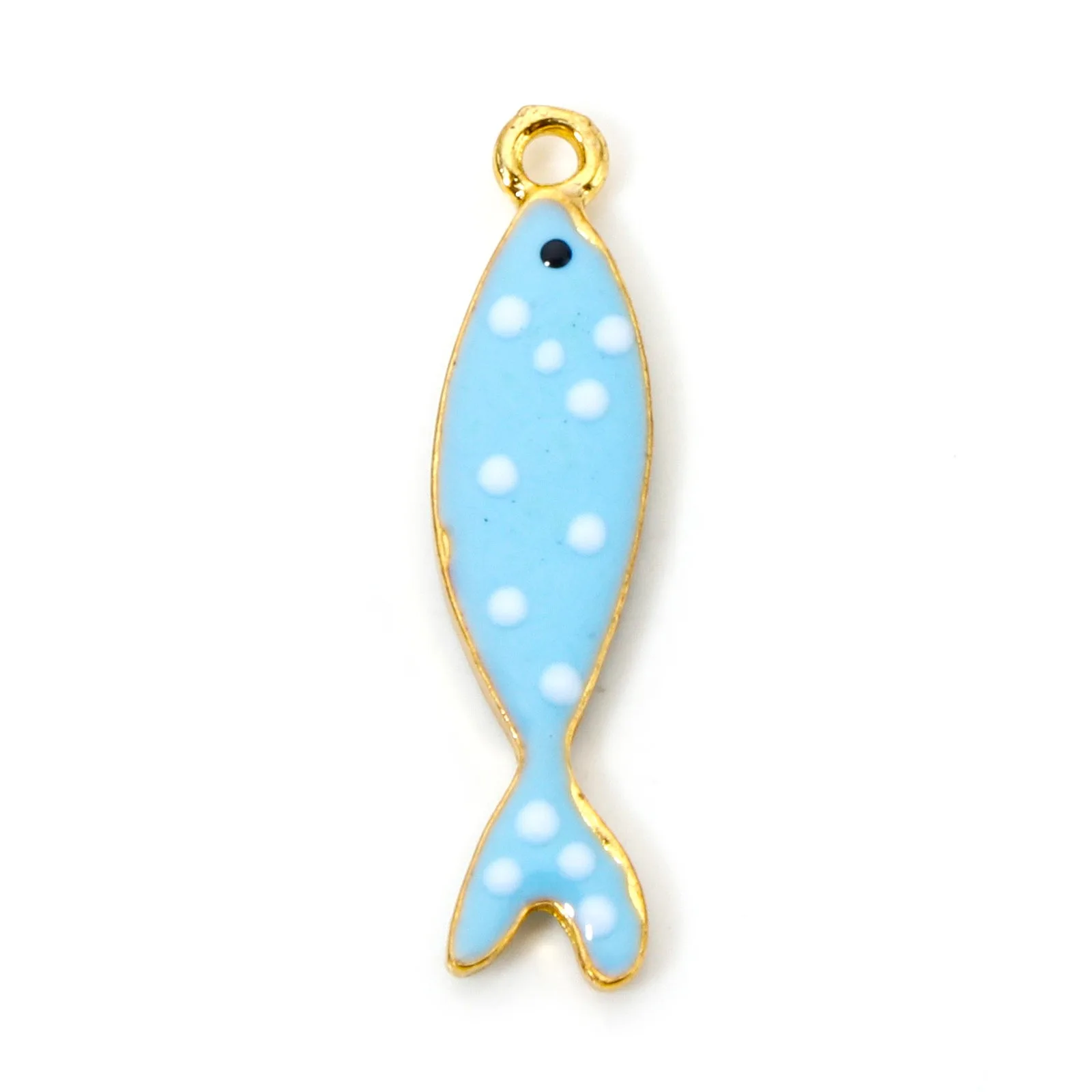 5 Stück Fisch, blau, grün, emaillierte Pailletten, Charms, Zinklegierung, Tieranhänger, DIY-Halskette, Ohrringe für Frauen, Schmuckzubehör – Detail 8