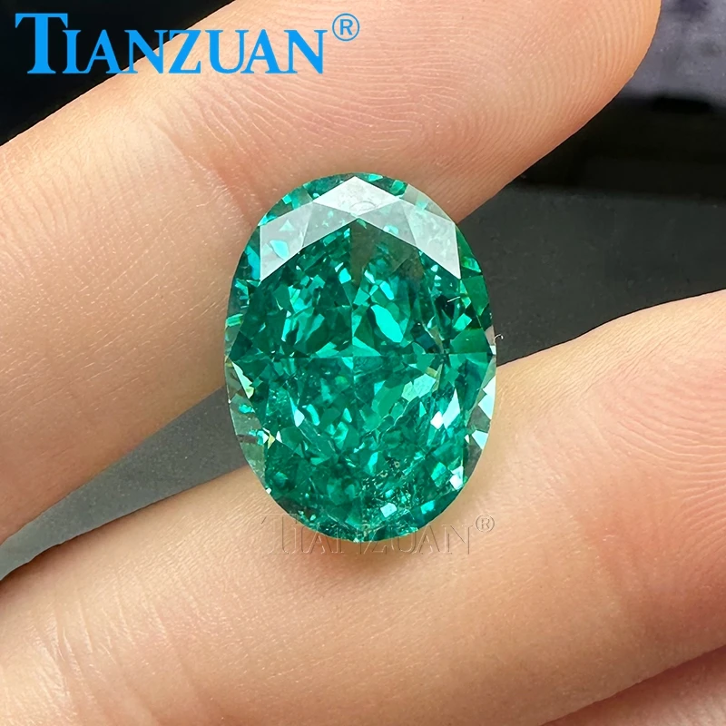 

13x18mm Blue green Color Ice Cut Oval Shape Cubic Zirconia Stone Loose CZ Stone Synthetic Gems Loose Beads For Jewelry Making