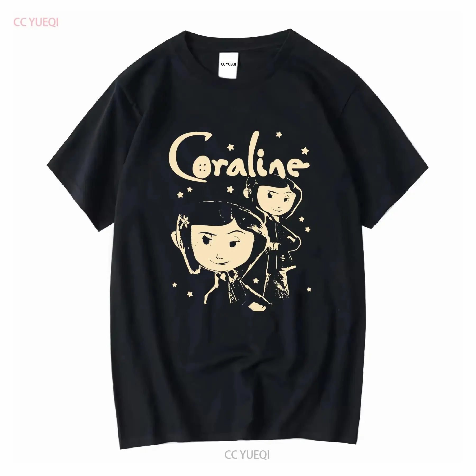 

Футболка Carline для Хэллоуина, кукла Coraline с длинными рукавами, винтажная стираная универсальная дизайнерская одежда, топ для повседневной носки