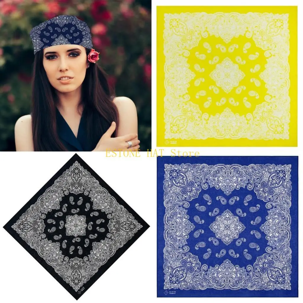 

49MF Running Dancing Head Scarf Hiphop Hair Scarf Beautiful Pattern Square Scarf for Head and Neck Unisex