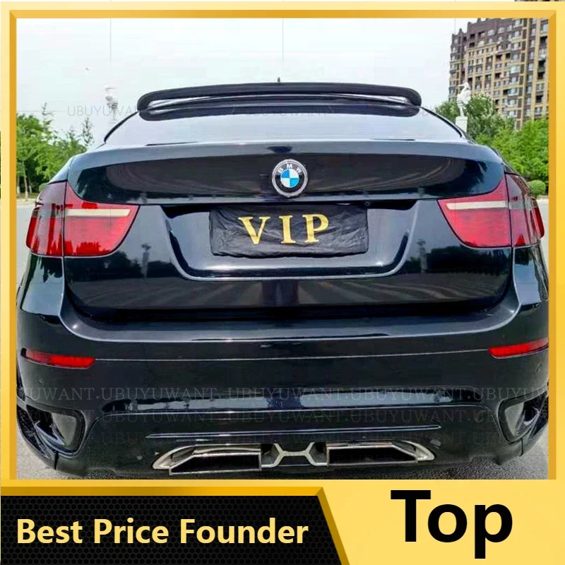 For  BMW  X6  E71 2009 2010 2011 2012 2013 2014 Car Styling High Kick Rear Trunk Lid Spoiler Wing Glossy Black Fit For X6 E71