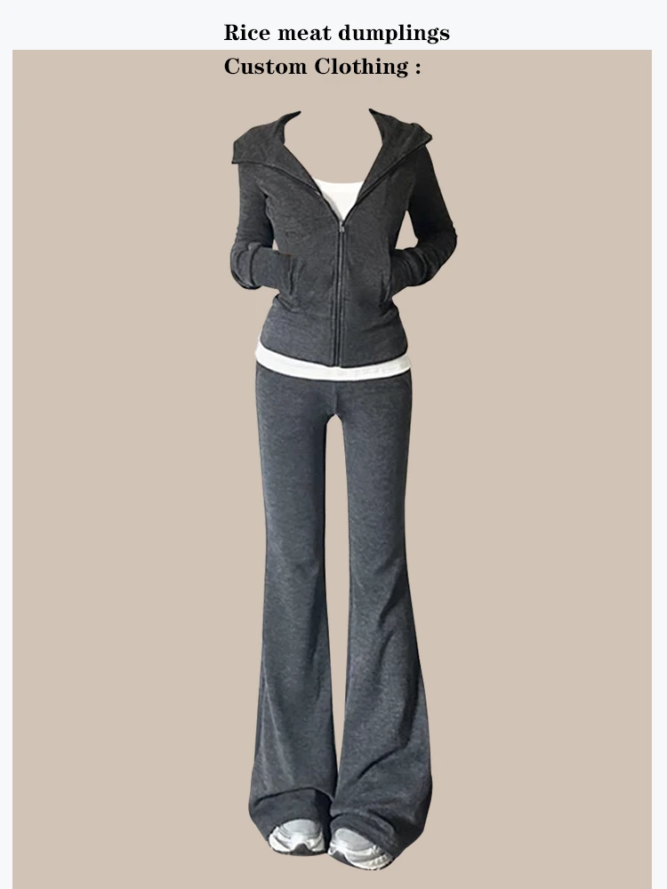 

Fall Fashion Casual Sporty Women's Hoodie And Pants Set Versatile Slimming High Waist Long Sleeve Cardigan Style Ensemble
