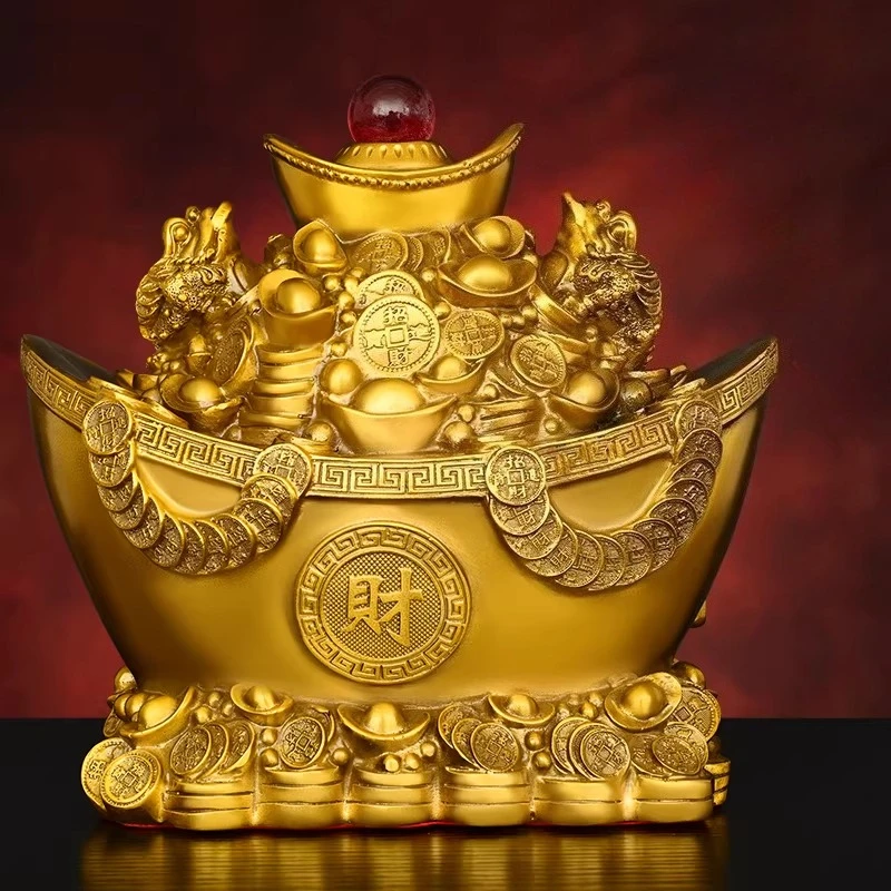 Copper and Gold Toad Ingot Wealth Attracting Ornament Treasure Pot Store Decoration