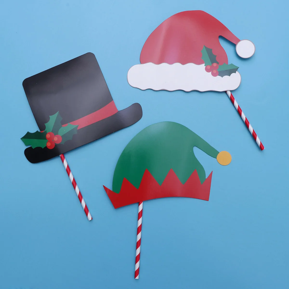 

Christmas Photo Props Kit DIY Funny Xmas Selfie Props Accessories with Plastic Straw for Adults Party Favors Decoration Sup
