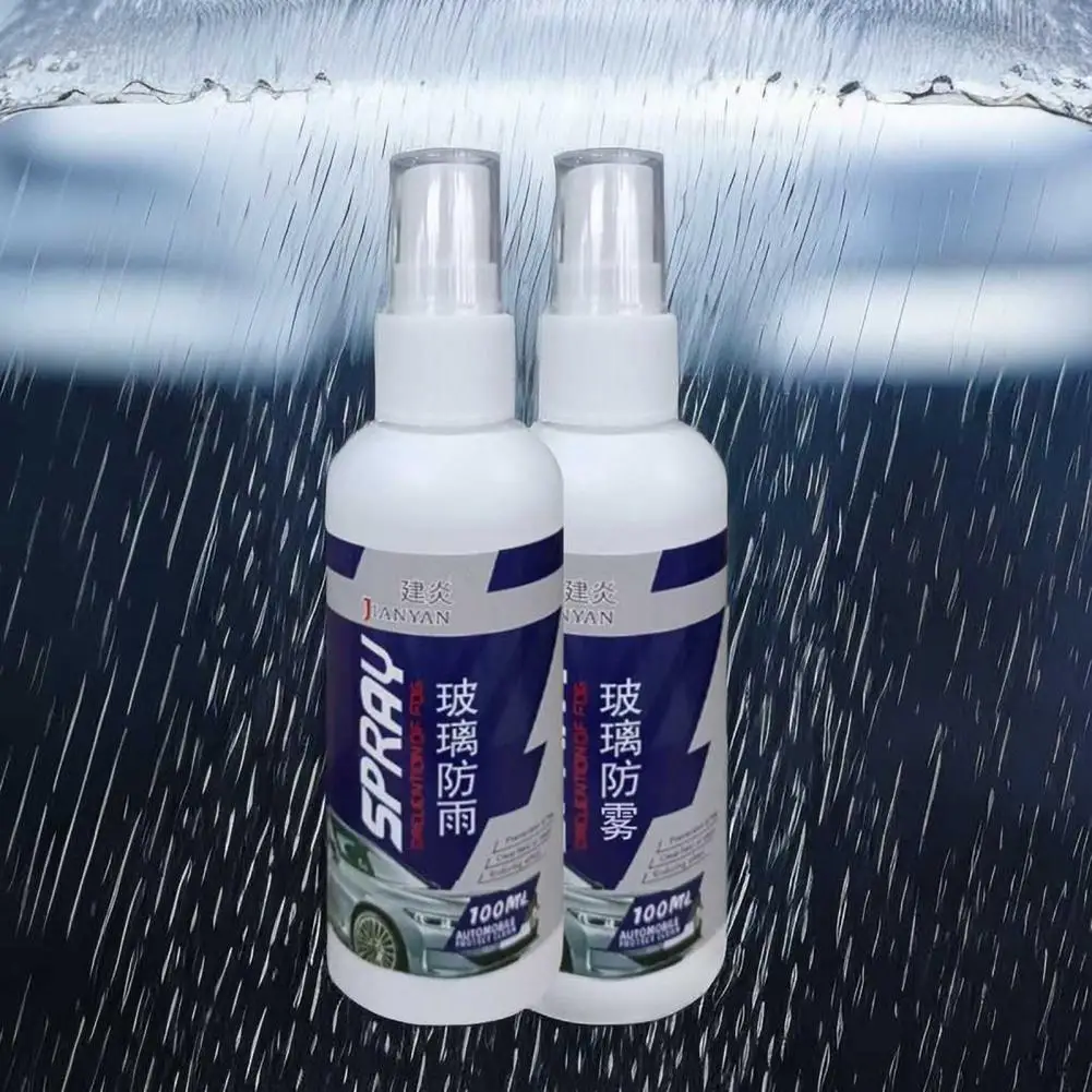 2Pcs 100ML Car Rainproof Anti-fog Spray Coating Efficient Cleaning SUV Truck Auto Windscreen Rearview Mirror Defogging Liquid