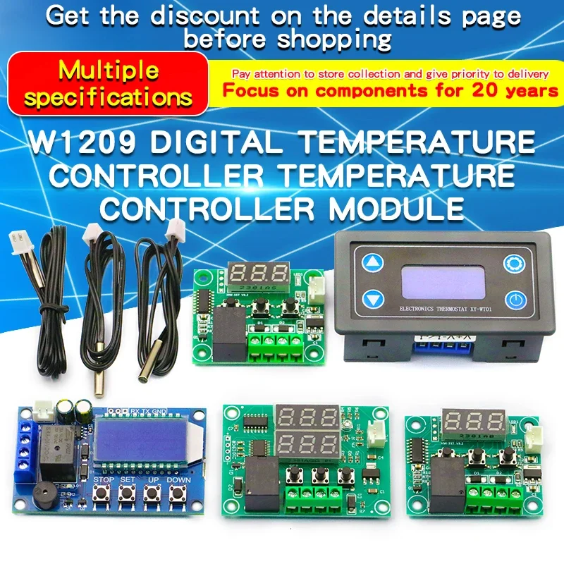 1PCS W1209 Blue/Red LED DC 12V Digital Thermostat Temperature Control Board Thermometer Controller Module Waterproof NTC Sensor