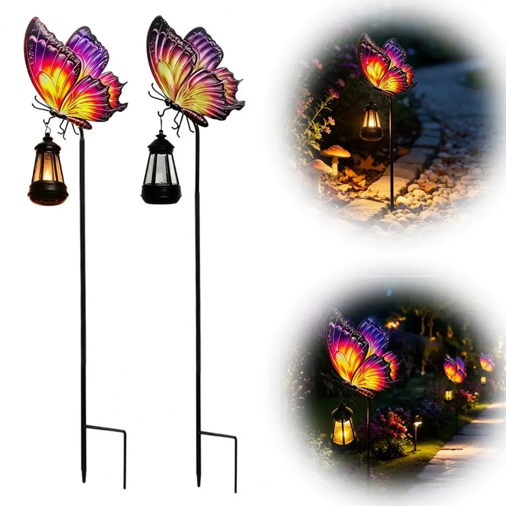 Unique Birthday Gifts for Mom Solar Butterfly Garden Stake Lights Metal Outdoor Decorative Stakes Waterproof Led for Yard