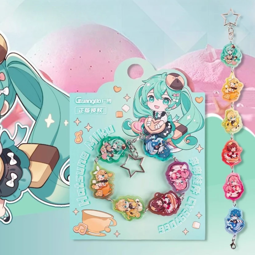 

Hatsune Miku Cute Acrylic Bracelet Key Chain Pendant Anime Fans Keyring Backpack Decoration Beautiful Girl Gifts