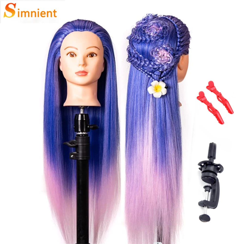 Cheap 70cm Long Doll Head For Hairstyles Mannequin Head With 100% Synthetic Long Hair Training Head For Braid Hairdressing With