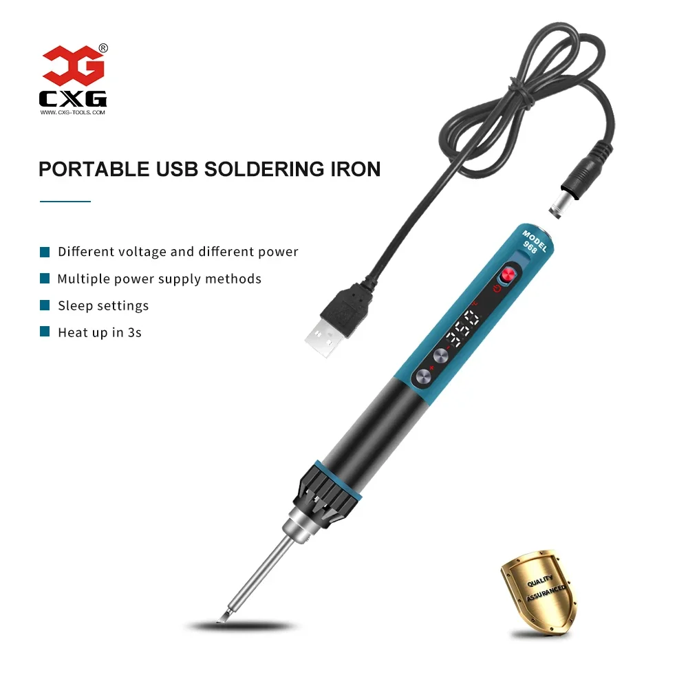 CXG 968 USB Soldering Iron Electric Mini Portable Adjustable Constant Temperature Sleep Function LED Display Weld Tools 24V 230W