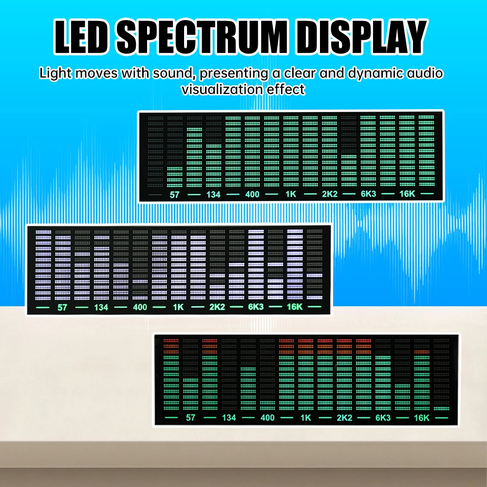 Multi-mode Voice Control Music Spectrum LED Pickup Rhythm Analyzer Light Display Audio Level Indicator VU Meter Atmosphere Lamp
