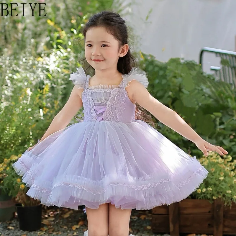 Purple Lolita Sweet and Elegant Dress for Girls Temperament Original Design Summer Princess Dress Children Daily Birthday Dress