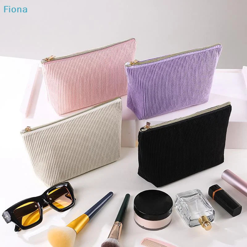 ✔Multi-purpose Corduroy Storage Bag Cosmetic Bags Portable Travel Makeup Bag Cosmetics Organizer Coin Purse Stationery Bag