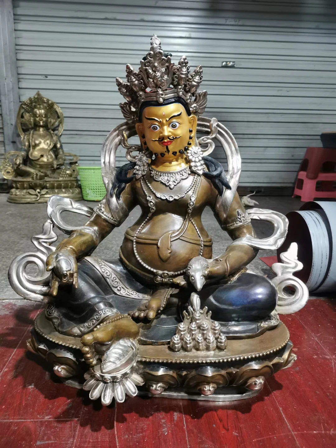 

60CM large Asia Buddhism home temple shop CAI SHEN Jambhala God of wealth brass Buddha statue Bring money Good luck