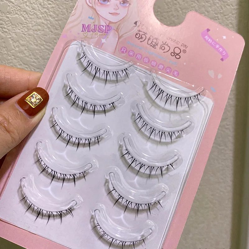 5 Pairs Manga Unteren Wimpern Süße Kühlen Heiße Mädchen Wimpern Transparent Kunststoff Weichen Bequemen Segmentiert Japanischen Nude Make-Up