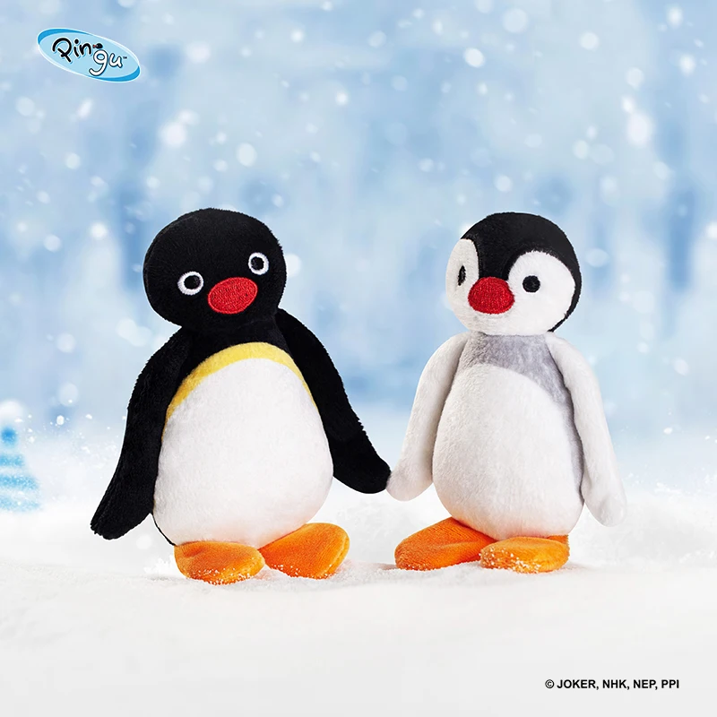 2 Stuks Pingu Pinga Pinguïn Pluche Sleutelhangers Zachte Platte Koppels Gift Valentijnsdag Speelgoed Ornament Knuffels Voor Vriendin