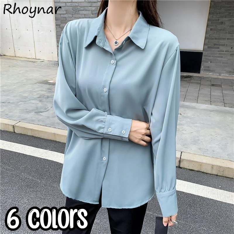 Shirts Women S-5XL Solid Simple All-match Office Lady Elegant Prevalent Korean Style Vintage Designed Daily Delicate Seductive