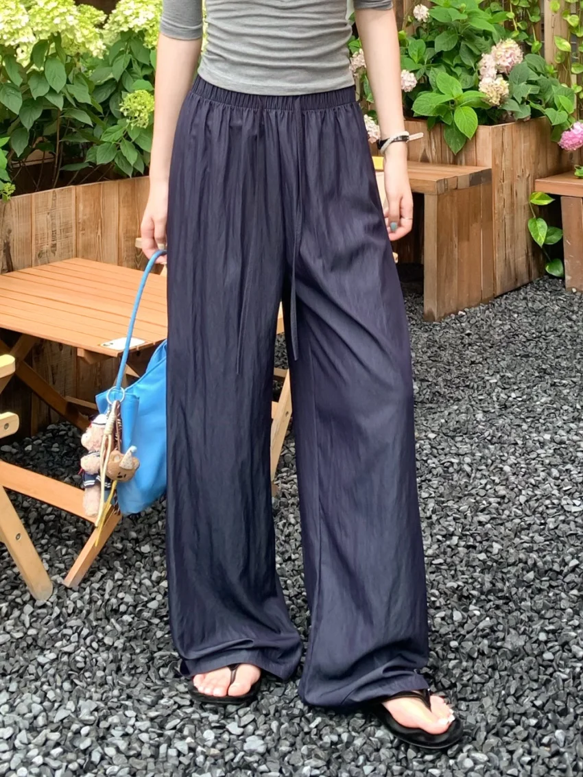 

Alien Kitty M-XL Casual Striaght Pants Wide Leg Women Chic Loose High Waist Stretwear New Summer Fashion Wide Leg Minimalist