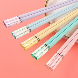 5 Pair Japanese Chopsticks Non-Slip Sushi Chop Sticks Set Chinese Eco-Friendly Reusable Amber Sakura Pattern Chopsticks Kitchen