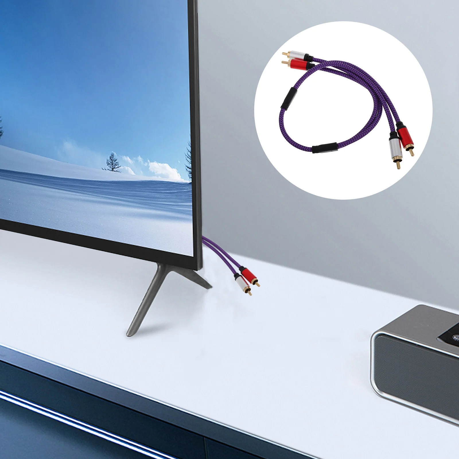 

Audio Cable Male to Male Dark Violet Dual Connectors for Computer Speaker Amplifier Transmission