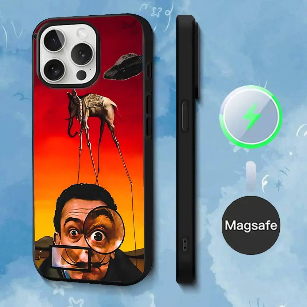 Etui na telefon S-Salvador D-Dali Art do iPhone'a 17, 16, 15, 14, 13, 12, 11, Pro, Max, Plus, Mini, SE4, E z magnetycznym systemem Magsafe do ładowania bezprzewodowego