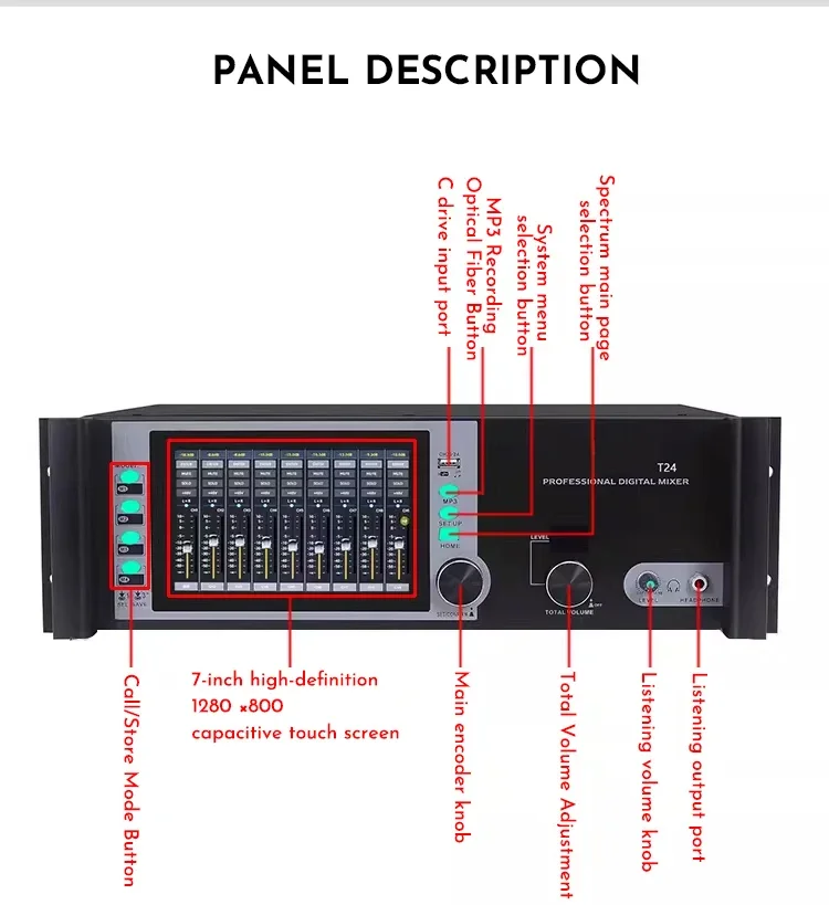 Paulkitson T24 Professioneller Digitalmixer 24-Kanal-Digitalkonsole mit Web-basierter DSP-Unterstützung für Live-Konzerte mit mehreren Systemen – Detail 12