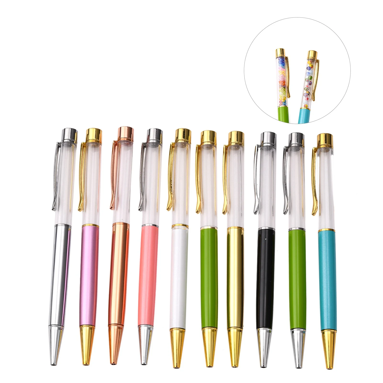 

10pcs Creative Empty Tube Ballpoint Pens 14cm for DIY Glitter Epoxy Resin Crystal Bead Filled Ballpoint Pen Herbarium Pen Making