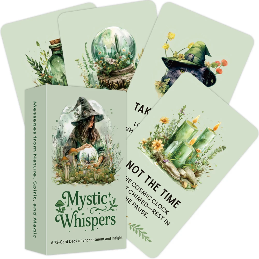 

Колода Mystic Whispers Oracle, 72 изысканных карточки Oracle в акварельном стиле для внутреннего освещения, отражения и руководства, 12x7 см, карты Таро