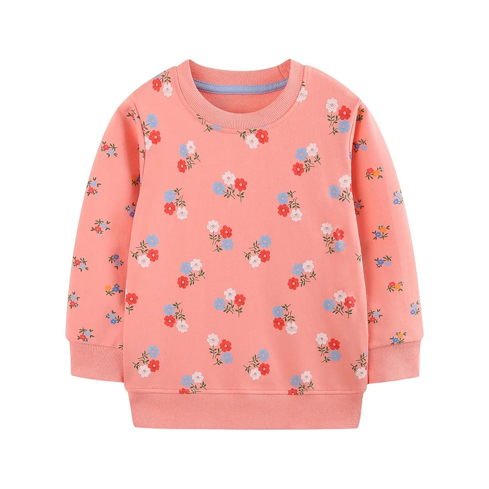 Jumping Meters New 2026 Long Sleeve Girls Sweatshirts Flowers Autumn Spring Kids Clothes Sport Baby Shirts Tops Children Shirts