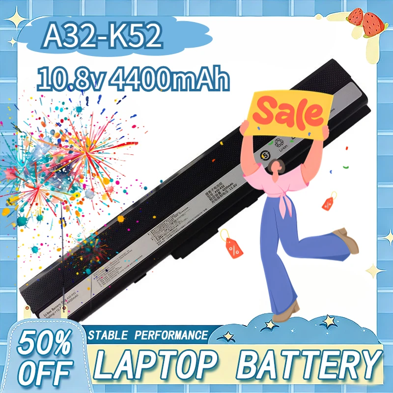 

Replacement Laptop Battery Suitable for ASUS A32-K52 X42J K42J A42J K52J A52J A40JV P42 Notebook