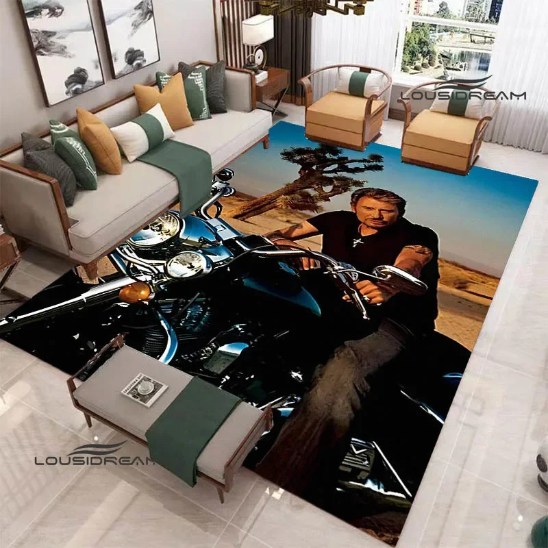 French rock star Johnny Hallyday Printed Carpet Non -slip carpet kawaii rug area rug rugs living room Birthday Gift