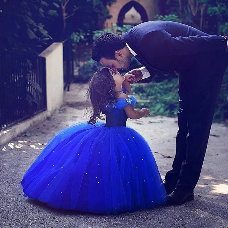 Vestidos de niña de flores para boda, tutú de princesa de mariposa, Apliques de encaje, vestido de primera comunión Vintage para niña