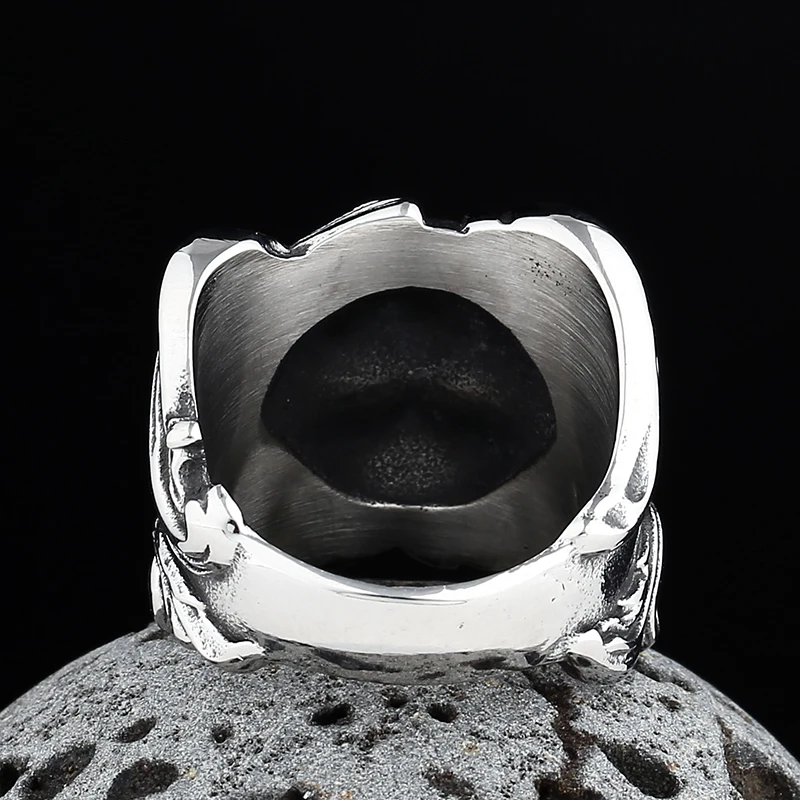 Wholesale Price Retro 316L Stainless Steel Rings Punk Rock Exaggerated Steampunk Skull Ring Gothic Fashion Jewelry