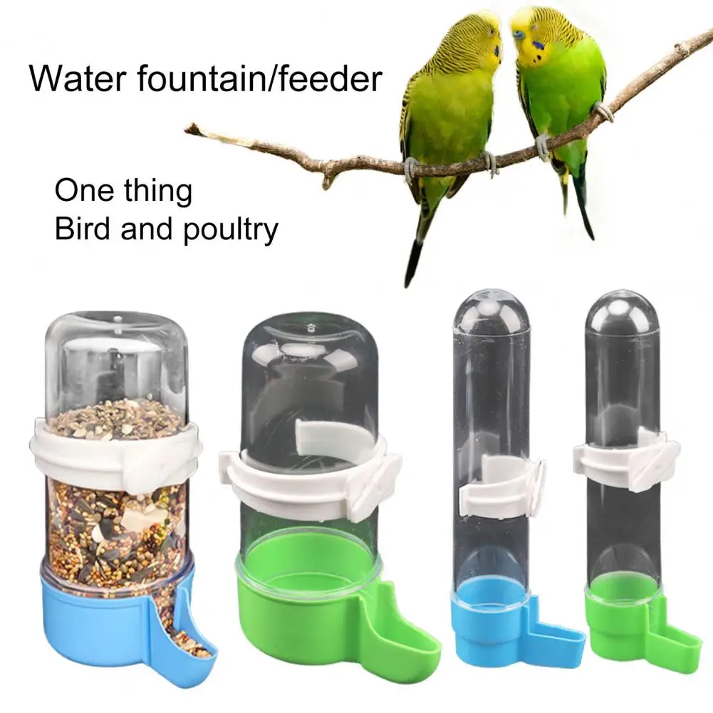 120ml/240ml/490ml Bird Automatic Water Dispenser Transparent Buckled Design Pet Bird Water Feeder Drinking Cup Pet Supplies