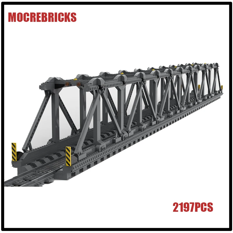 

MOC New Technical Urban Railway Architecture Bricks Model Truss Train Bridge Creative Streetscape DIY Building Blocks Kid's Toys