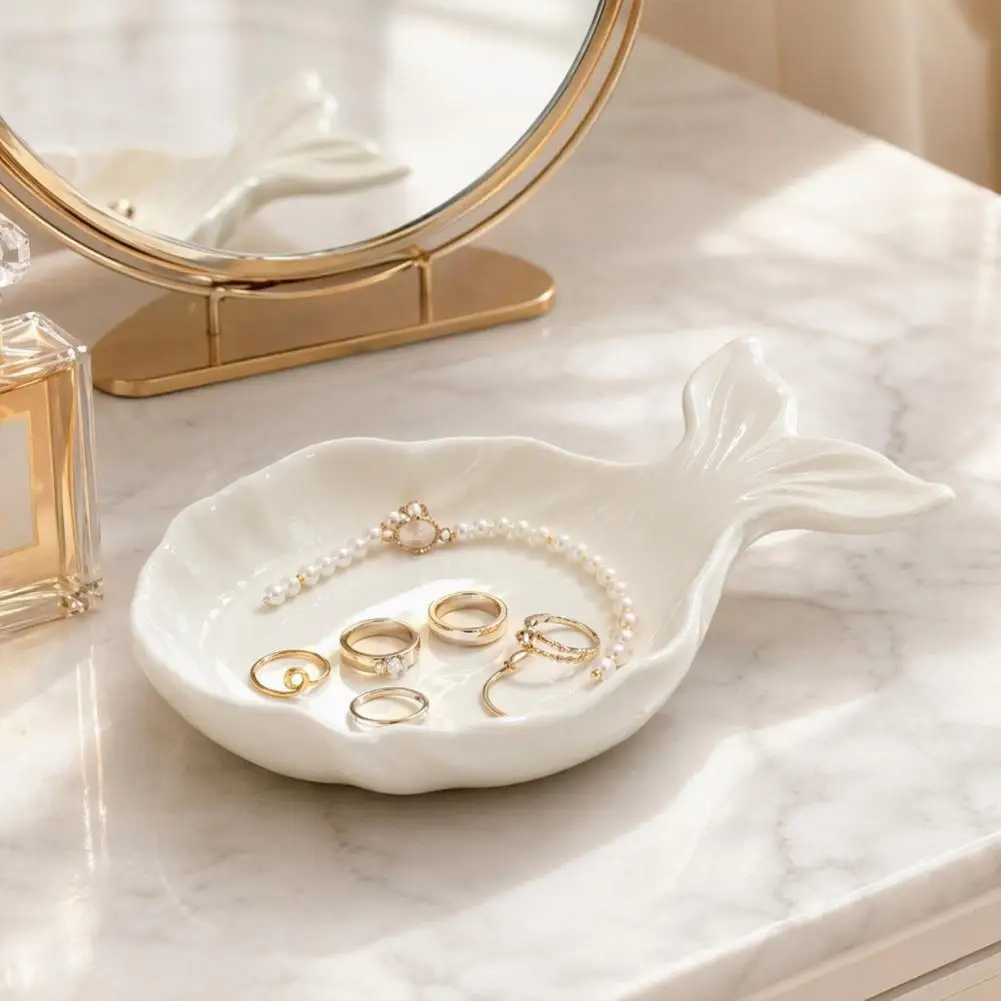 Necklace Storage Tray 3d Printed Fish Shape Jewelry Tray Decorative Trinket Dish Desktop Organizer for Rings Earrings Necklaces